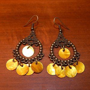 <3 Golden Abalone Dangle Earrings <3